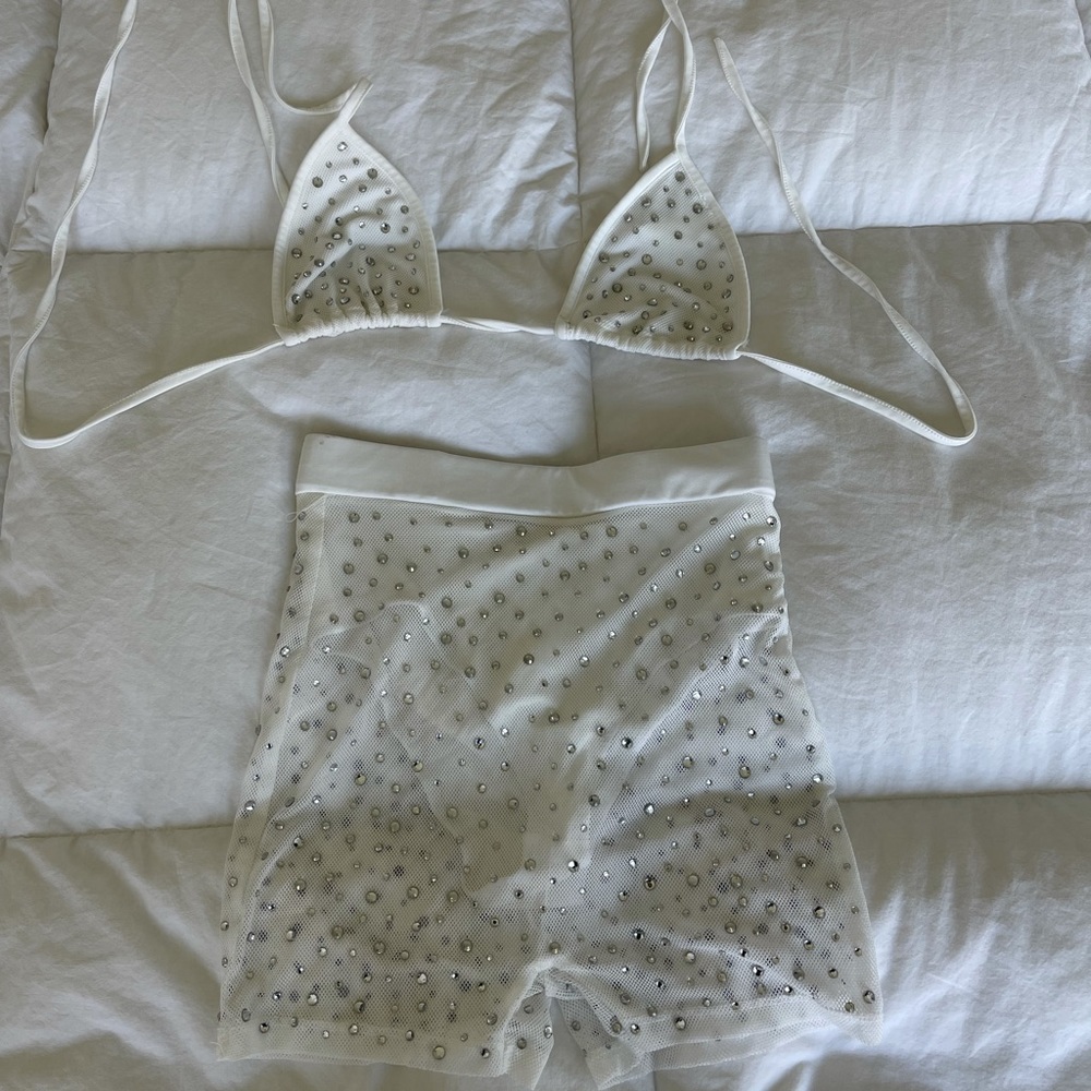 2 piece rhinestone swim set